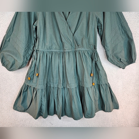 Madewell Womens Oaklynn Green All Cotton Long Sleeve Drawstring Dress Sz-S *READ - Picture 5 of 15
